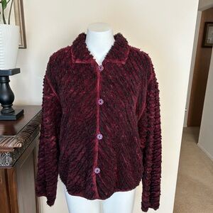 Casual Studio Vtg Shaggy Fringe Art Jacket w/ painted buttons-M